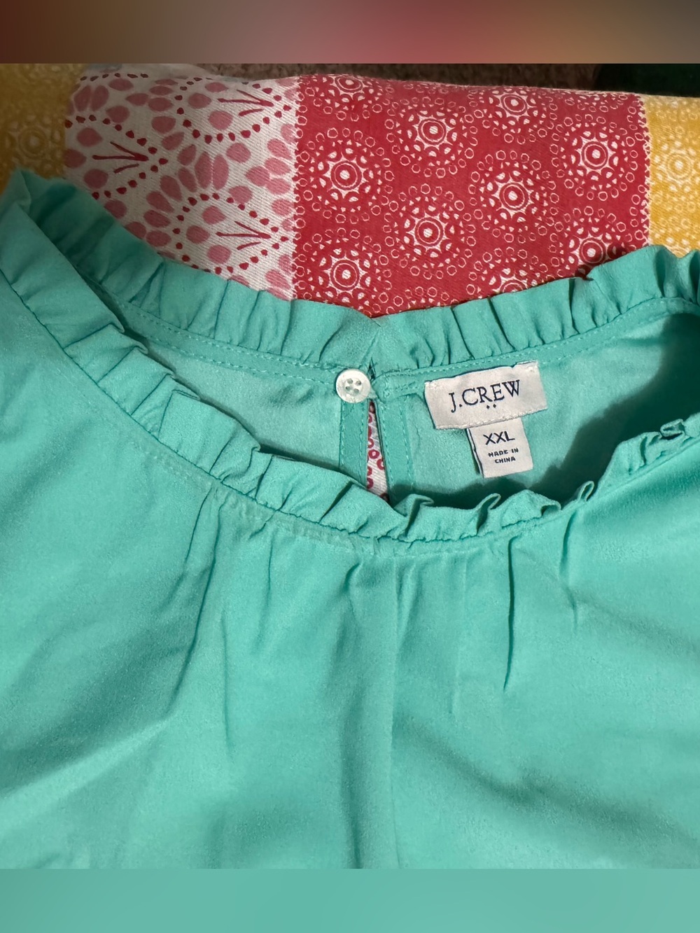J. Crew Ruffle Collar Sleeveless Blouse in Aqua Green